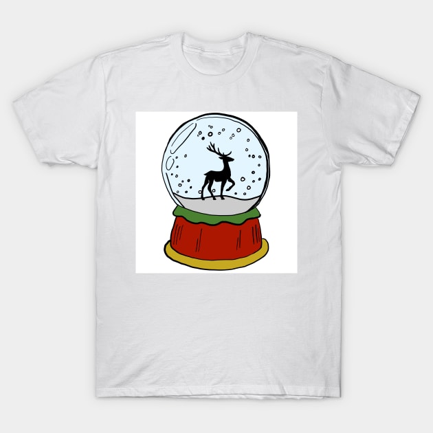 Color reindeer snow globe T-Shirt by Noamdelf06